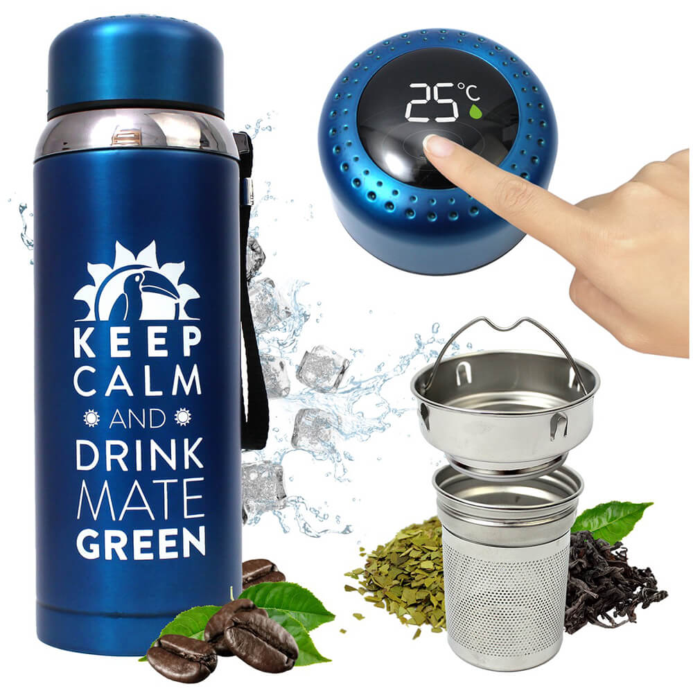 Mate Green Termoska na čaj, kávu a Yerba Mate modrá 800 ml