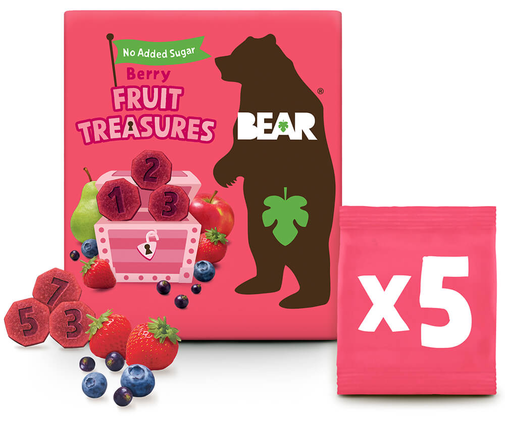 BEAR Fruit Treasures Berry jahoda a borůvka 5 x 20 g