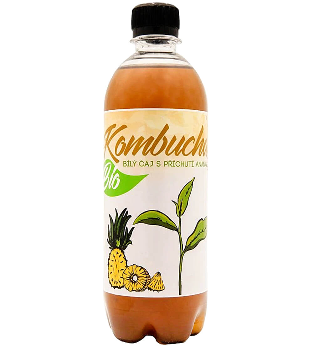 Stevikom Kombucha bílý čaj a ananas BIO 500 ml