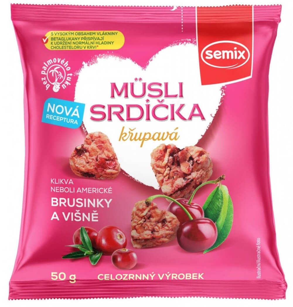 SEMIX Müsli srdíčka s klikvou a višněmi 50g