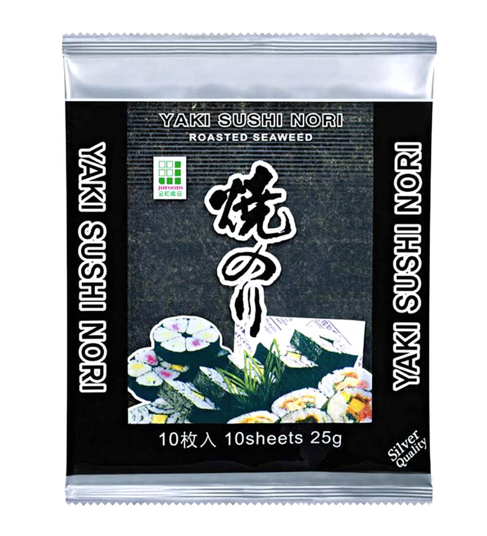 JHFOODS Yaki Sushi Nori Silver pražené mořské řasy 25g (10 plátků)