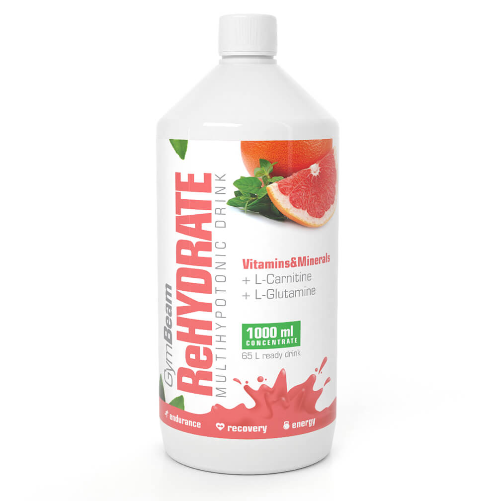 Levně GymBeam Iontový nápoj ReHydrate 1000 ml Příchuť: Růžový grapefruit