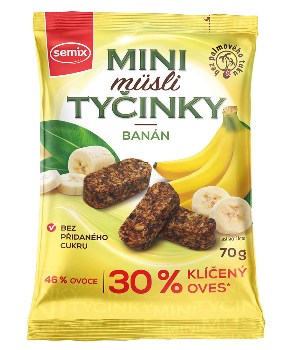 SEMIX Mini Müsli tyčinky s banány bez lepku 70 g