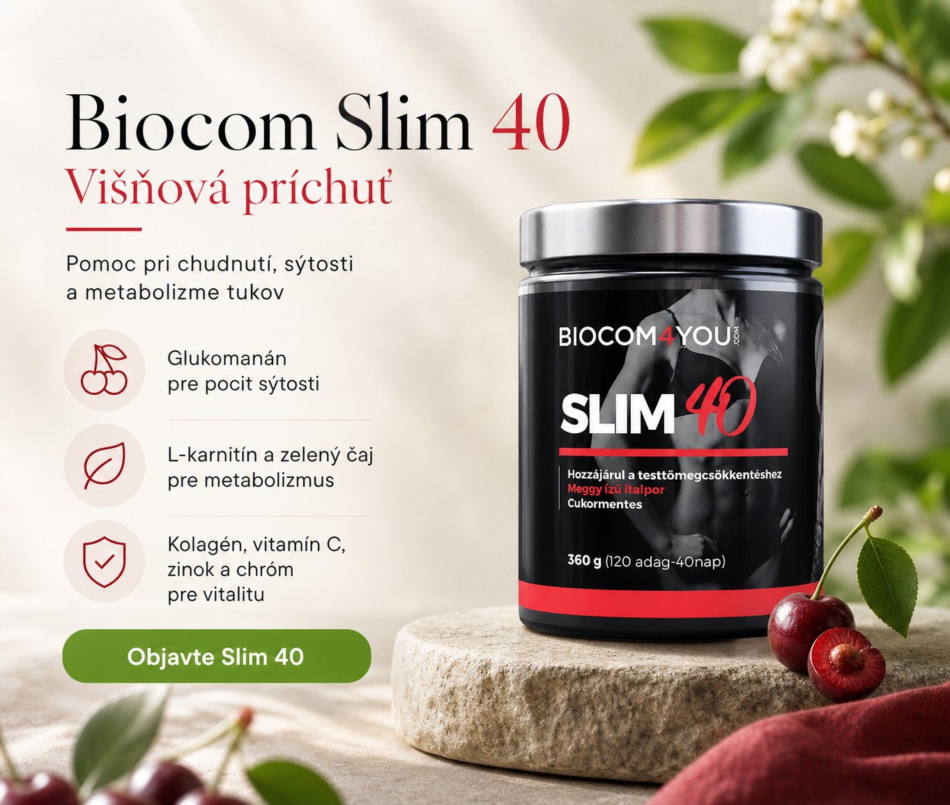 Biocom Slim 40 s višňovou príchuťou