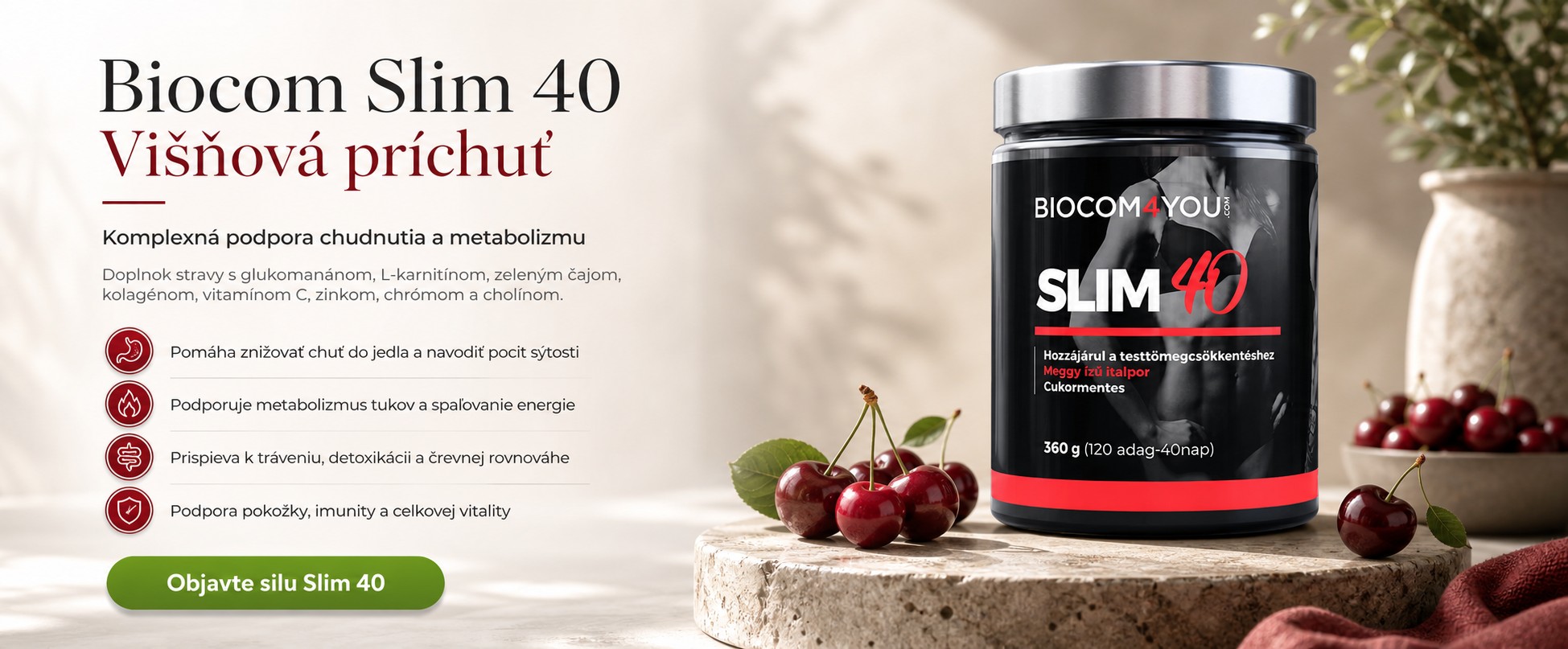 Biocom Slim 40 s višňovou príchuťou