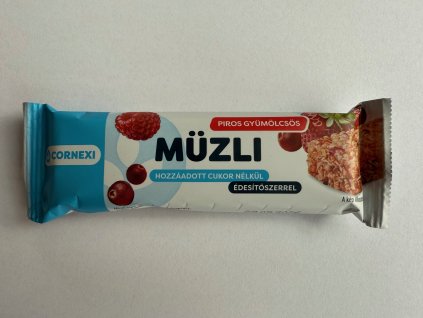 1390 cornexi musli tycinka cervene ovocie bez pridaneho cukru so sladidlom 25g