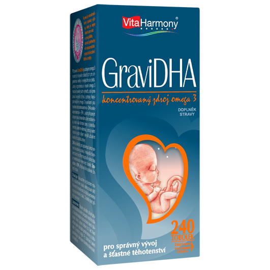 GraviDHA (240 tob.) +  Železo 20 mg s kys. listovou a vitaminem C - 60 tbl. za 1 Kč