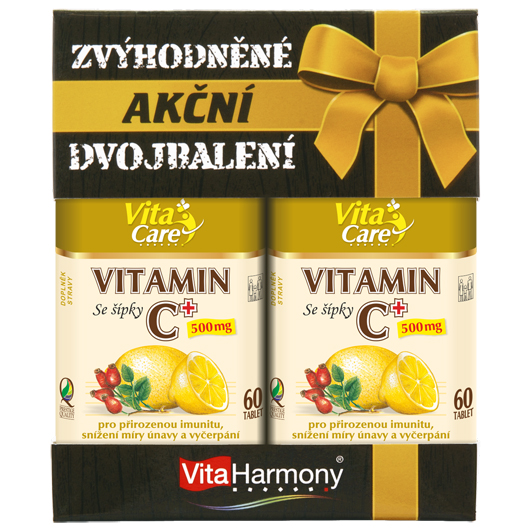Zvýhodněné dvojbalení: Vitamin C 500 mg se šípky (60+60 tbl.)