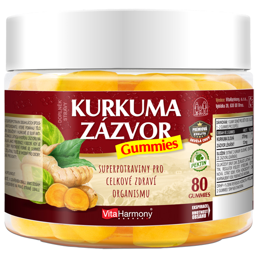 XXL Kurkuma & Zázvor Gummies, 80 gummies - sleva 20%