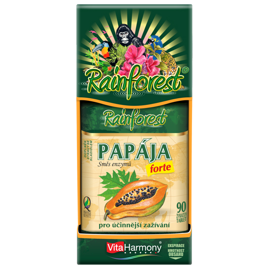 Papája forte, směs enzymů - 90 žvýkacích tbl.