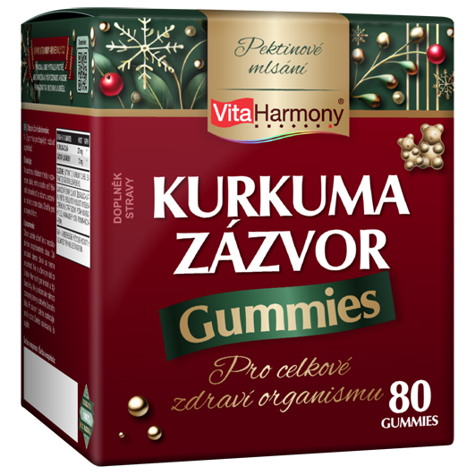 VÁNOČNÍ BALENÍ - XXL Kurkuma & Zázvor Gummies, 80 gummies
