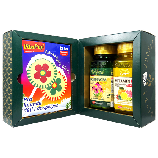 Dvojbalení s dárkem: Echinacea 500 mg (90 tbl.) + Vitamin C 1.000 mg s postupným uvolňováním (60tbl.) + VitaPop® (12 ks) zdarma