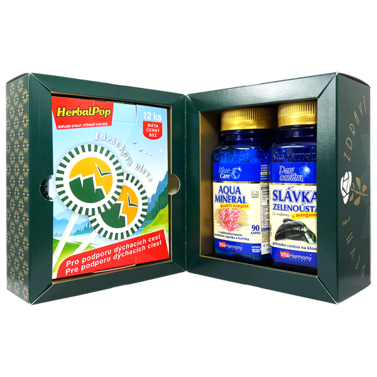 Dvojbalení s dárkem: Aquamineral (90 cps.) + Slávka zelenoústá (90 cps.) + HerbalPop® (12 ks) zdarma