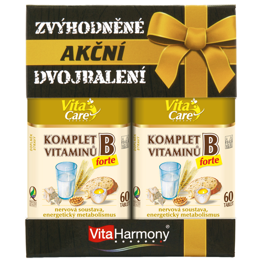 Komplet vitaminů B forte - Promobalení 1+1 zdarma, 60+60 tob.
