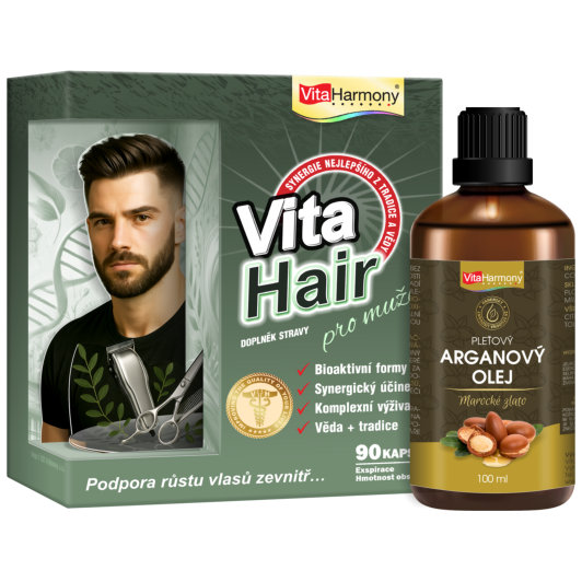 VitaHair pro muže - 90 cps. + Arganový olej - 100 ml za 1 Kč