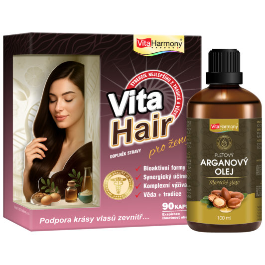 VitaHair pro ženy (90 cps.) + Arganový olej (100 ml) za 1 Kč