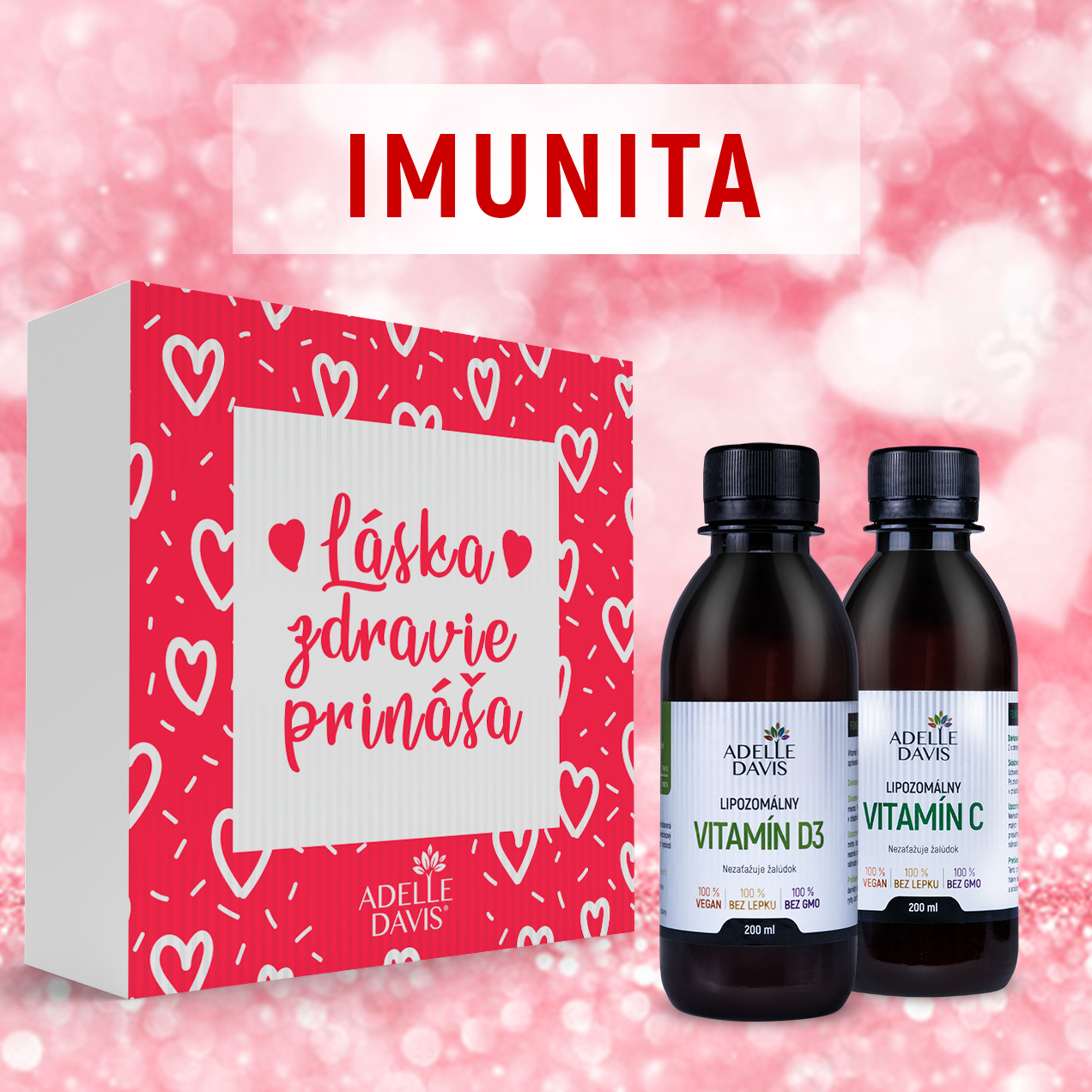 E-shop Adelle Davis Láska Zdravie Prináša - balíček IMUNITA (Lipozomálny vitamín D3, 200ml; Lipozomálny vitamín C, 200ml)