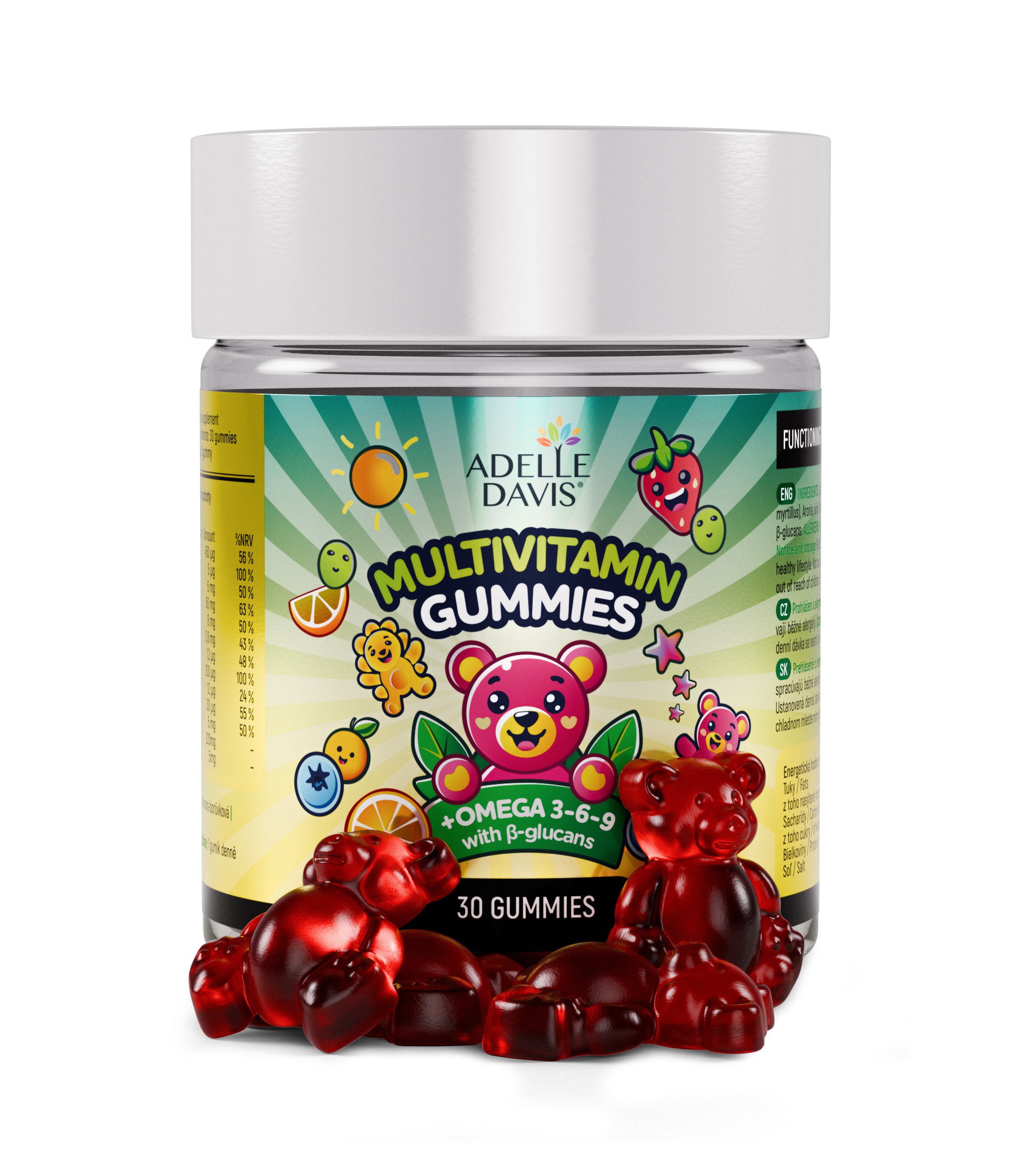 Adelle Davis MULTIVITAMIN GUMMIES + OMEGA 3 a Betaglukan