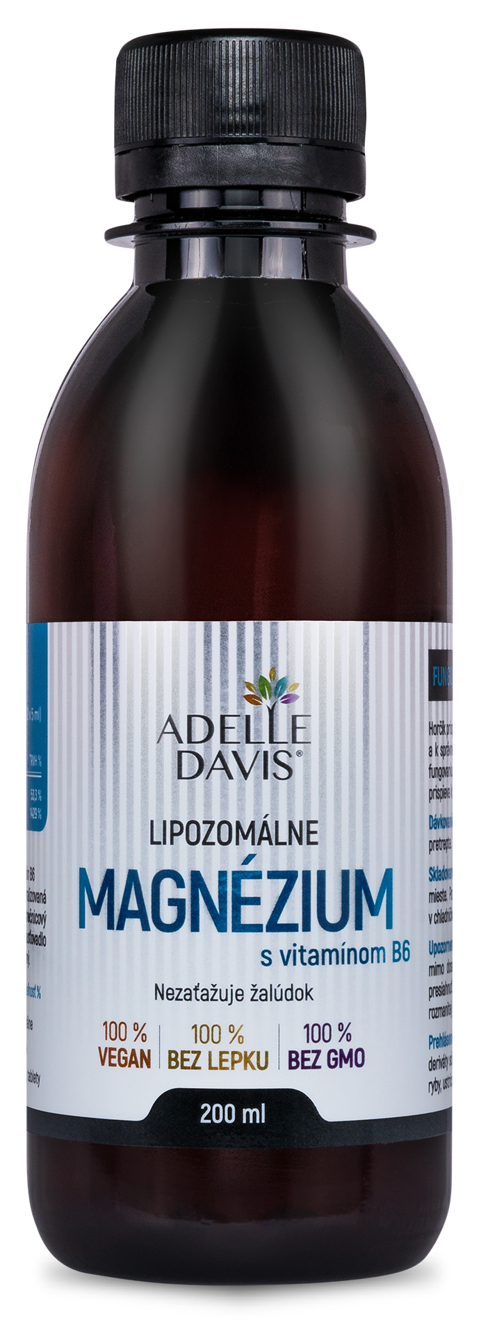 Adelle Davis tekuté lipozomálne magnézium s vitamínom B6, bez laktózy, 200ml