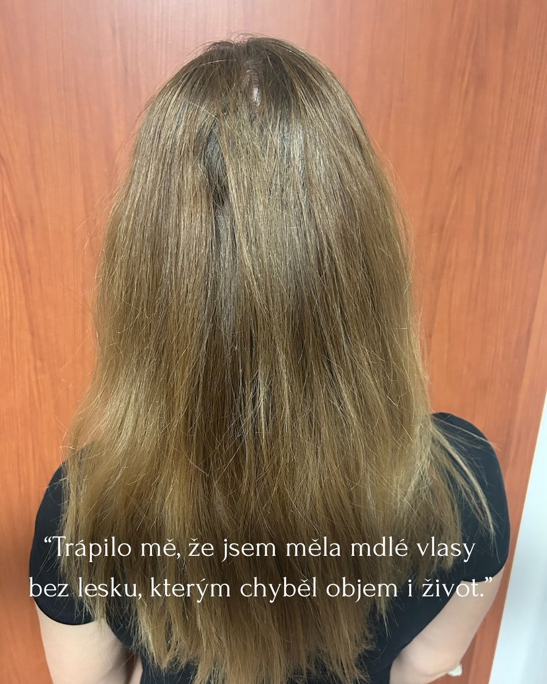 Vlasy zákaznice před zahájením užívání vlasové péče