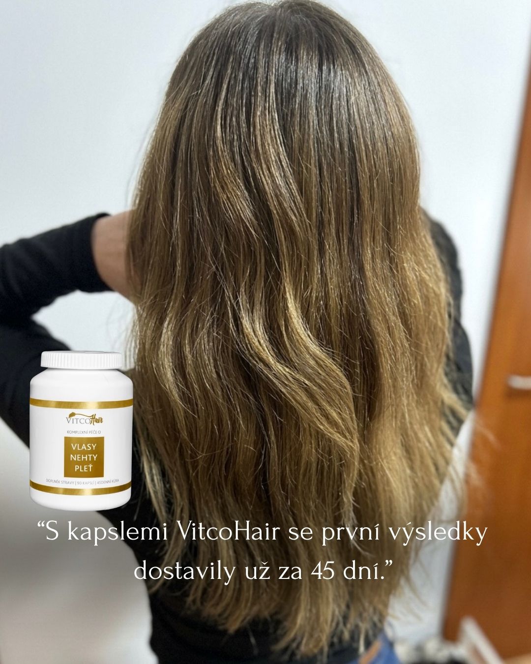 Vlasy zákaznice po pravidelném užívání vlasové péče