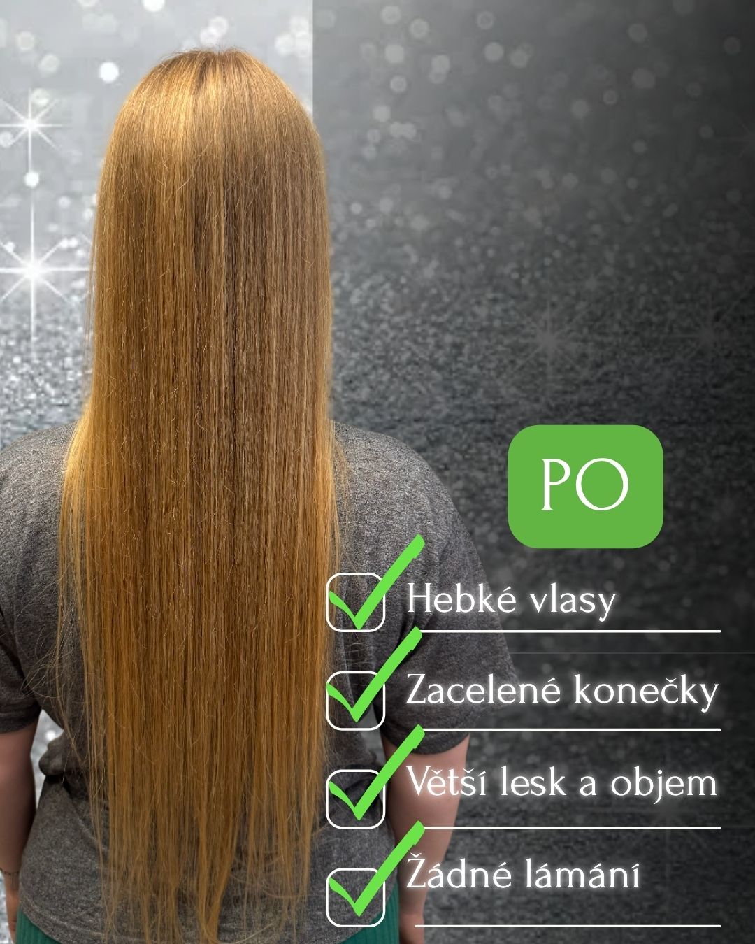 Stav vlasů zákaznice po období pravidelné péče