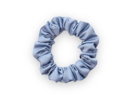 Úzká saténová scrunchie gumička - Modrošedá matná