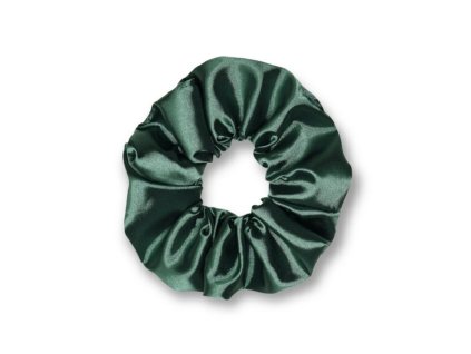 Saténová scrunchie gumička - Tmavě zelená