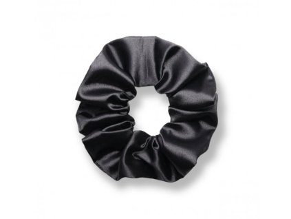 Saténová scrunchie gumička - Černá