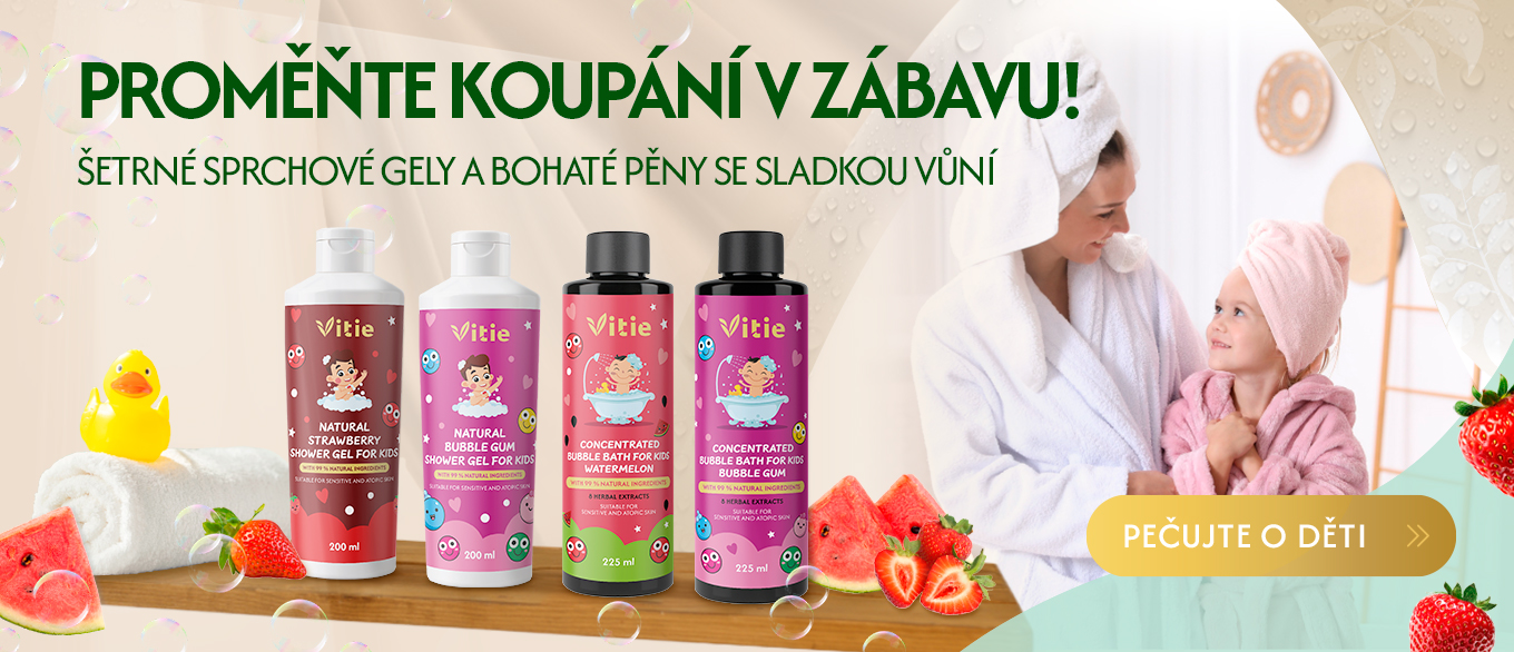 Vitie dětské přírodní sprchové gely a pěny do koupele