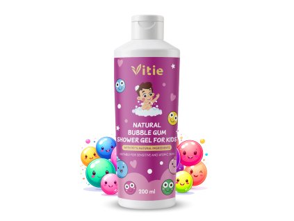 Přírodní Dětský sprchový gel Bubble Gum, 200 ml, Vitie
