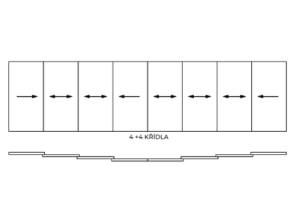 BEZRÁMOVÝ POSUV 4+4 KŘÍDLA