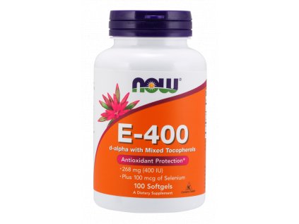 NOW Foods - Vitamín E-400 IU se selenem, 100 softgel kapslí