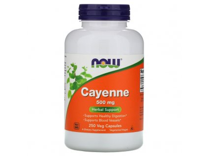 NOW Foods - Cayenne (Kajenský pepř) 500mg, veg kapsle