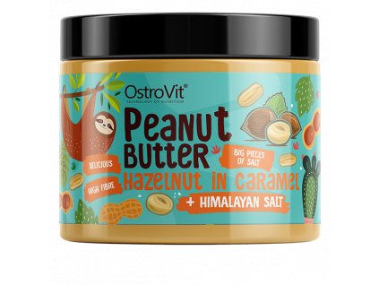 OstroVit - Peanut Butter + lískové ořechy v karamelu + himalájská sůl Crunchy, 500 g