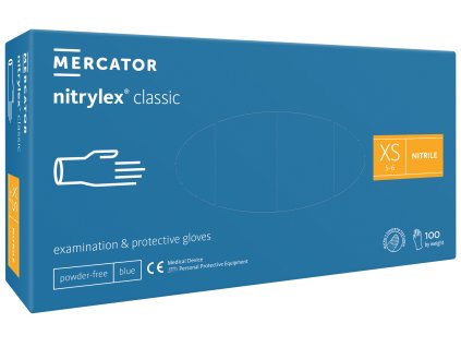 NITRYLEX CLASSIC - Nitrilové rukavice (bez pudru) modré, nesterilní - 100 ks (Velikost XS)