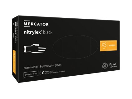 NITRYLEX BLACK - Nitrilové rukavice (bez pudru) černé, 100 ks (Velikost XS)