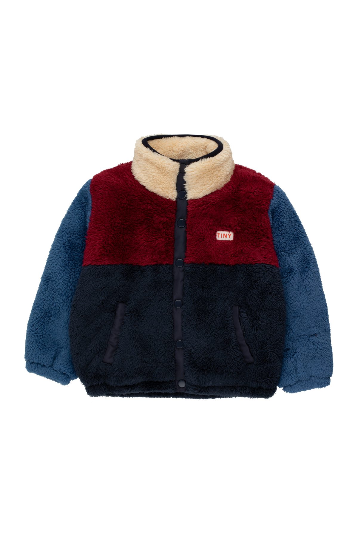 Tiny Cottons kožíšková bunda Color Block Polar navy/deep red 8 roků (128 cm)