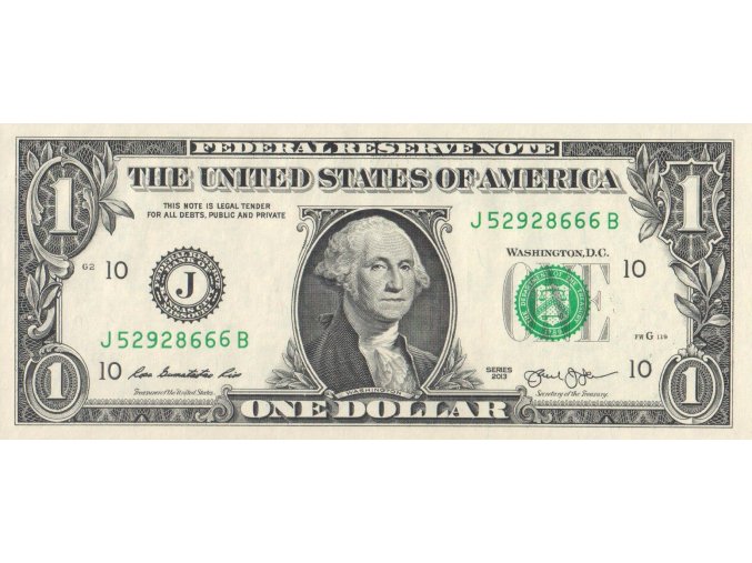 1 Dollar 2013 P537 Series F Lettrs J UNC (A)