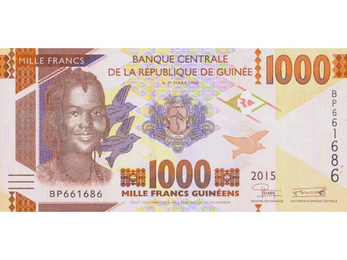 1000 Francs 2015 P48a Series BP UNC (A)