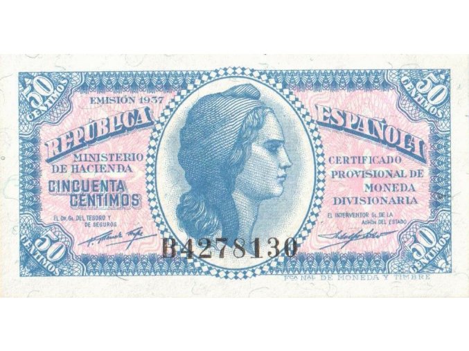 50 Centimos 1937 P93 Series B UNC (A)