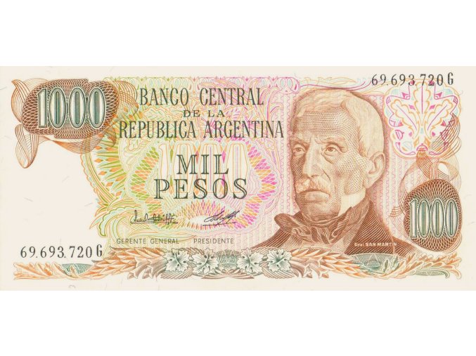 1000 Pesos 1977 P304c(1) Series G UNC (A)
