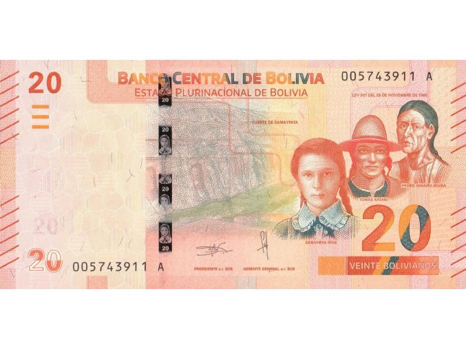 20 Bolivianos 1986 P249a Series A UNC (A)
