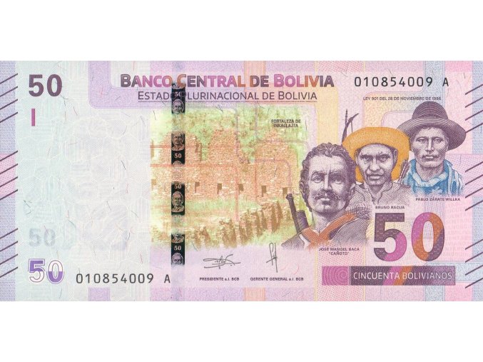 50 Bolivianos 1986 P250a Series A UNC (A)