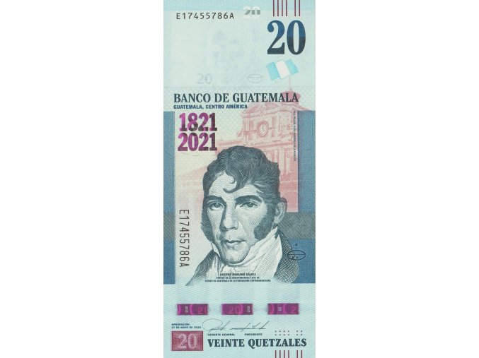 20 Quetzales 2020 PW128 Serie E UNC (A)