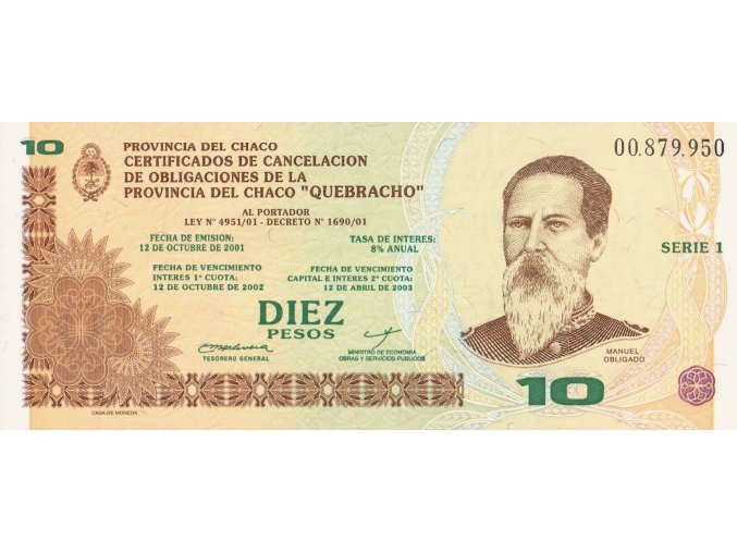 10 Pesos 2001 PS NL Series 1 UNC (A)