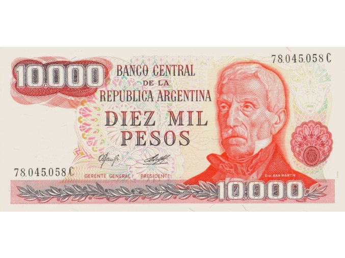 10.000 Pesos 1984 P306a (2) Series C UNC (A)