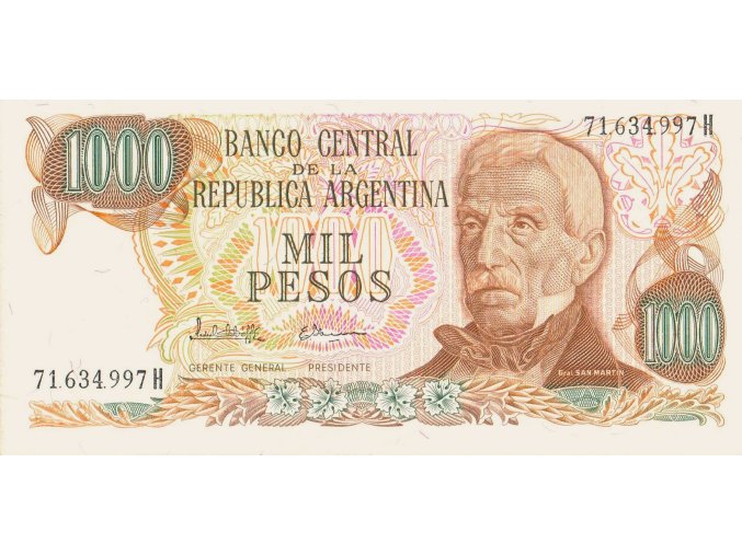 1000 Pesos 1976 1983 P304d(1) Series H UNC (A)