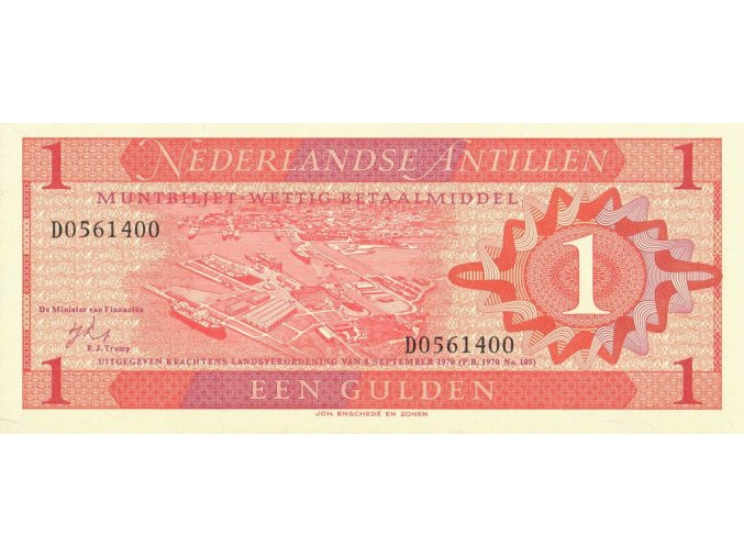 1 Gulden 8.9.1970 P20a Antilles Series D UNC (A)