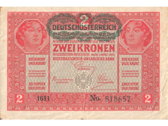 2 Kronen 1917 P21a Series 1611 F (A)